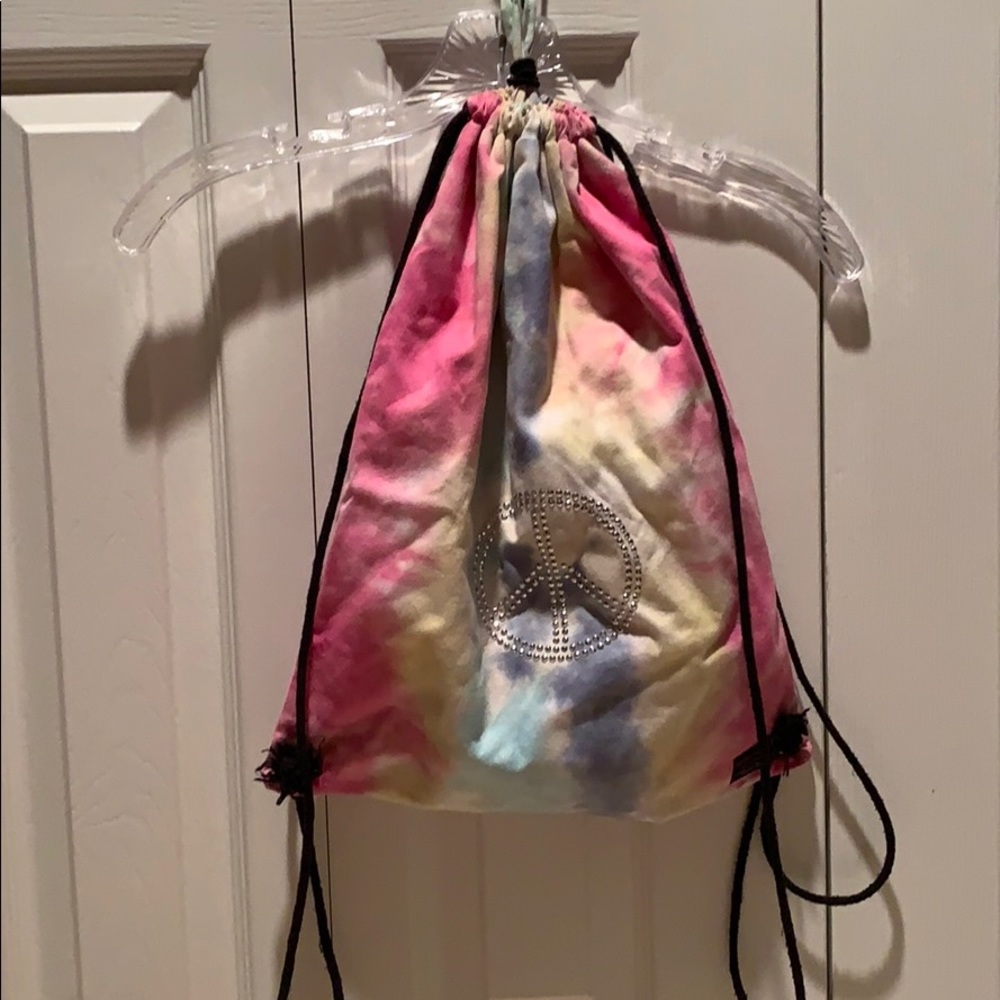 Tye-dye peace sign string bag